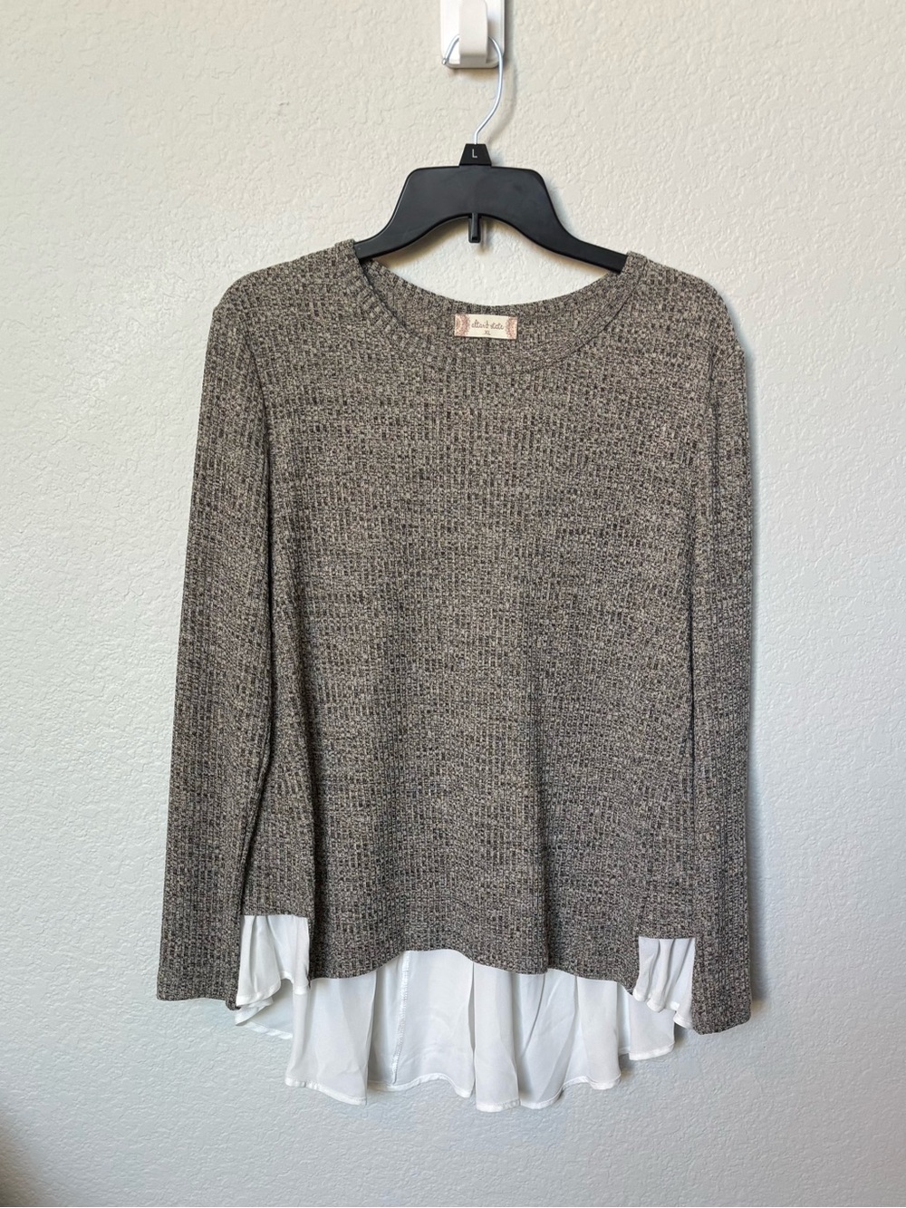 Altar'd State Gray Knit Top with White Shirttail